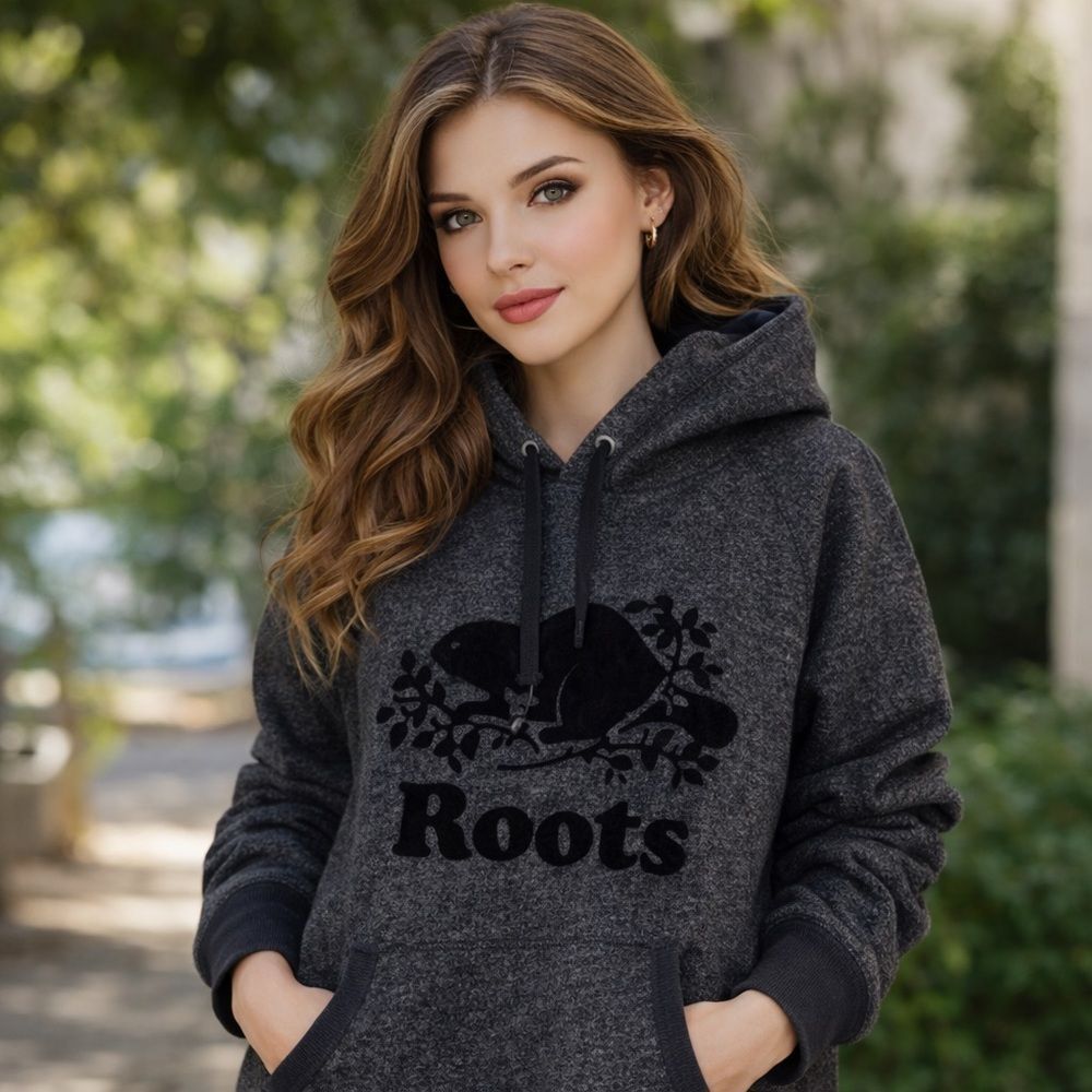 Roots Canada Organic Cotton Oversized Kangaroo Hoodie Sweatshirt